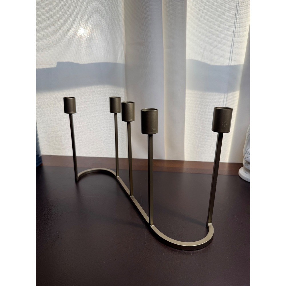 Modern Metal 5-Light S-Curve Taper Candelabra Matte Gold Bronze Finish
